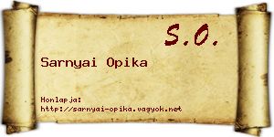 Sarnyai Opika névjegykártya